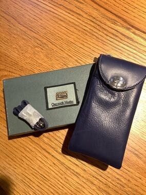 Indigo Blue Leather Double Eyeglasses Case - NWT